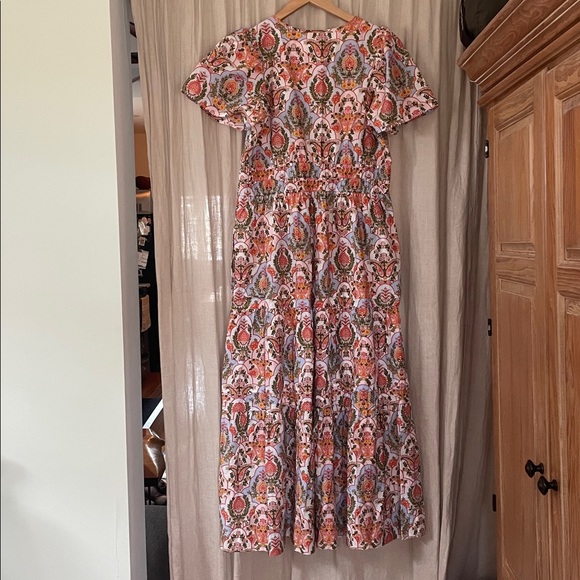 Anthropologie Coral, White & Green Paisley Somerset Maxi Dress - Picture 4 of 4
